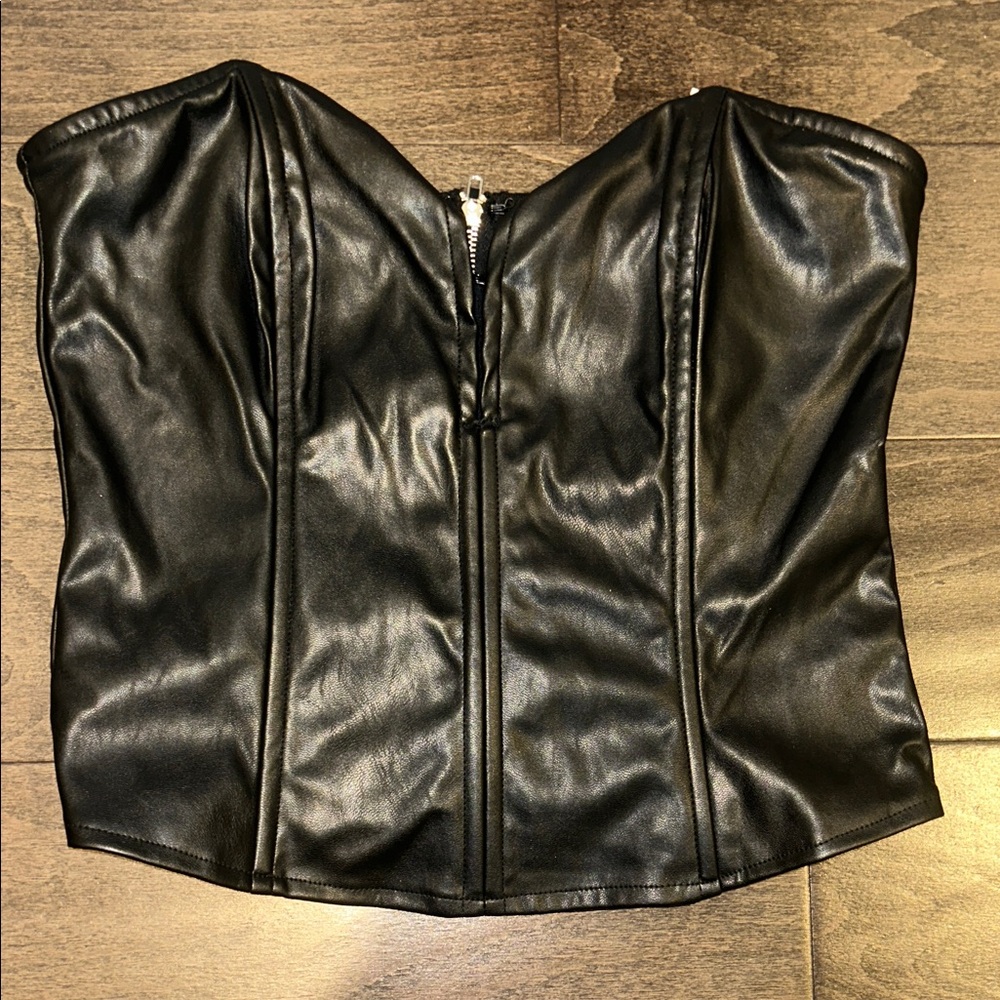 Zara Black Faux Leather Bustier